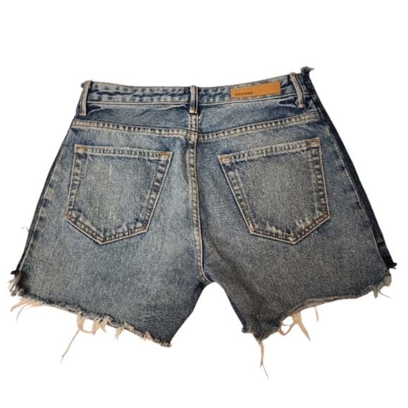 GRLFRND Frayed Two Tone Button Fly Jean Shorts - Picture 2 of 8